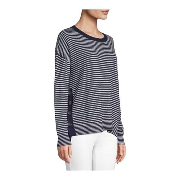 Lord & Taylor Striped Stitch Button-Slit Sweater - Picture 2 of 8